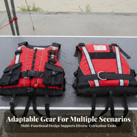 High Buoyancy Fast-Moving Water Rescue Vest Quick-Release Harness Fast-Water Rescue Kit Heavy-Duty Construction Life Jacket Multiple Attachment Points for Emergency Responders, Advanced Paddlers, Flood Operations, River Operations, Rafting, Kayaking