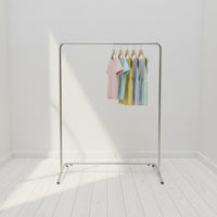 Adjustable Height Stainless Steel Clothing Rack Heavy Duty Double Garment Rack Minimalist Clothing Display for Boutique Owners, Showroom