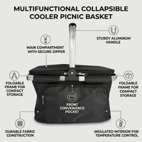 Lunch Box Cool Bag for Car and Picnic Basket, Foldable Oxford Cloth Shopping Bags for Meal Prep, Takeaway Hot Cold Handheld Portable Carrier