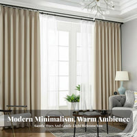 Uniform Color Light-Blocking Panel Sun Protection Window Covering 90% Light Blocking Drapery for Renters, Homeowners, Bedroom, Home Office