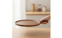 Wooden Serving Board with Handle Rustic Serving Platter Board with Handle Handcrafted Round Pizza Peel for Table Service