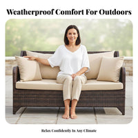 Waterproof Wicker Sectional Sofa with Table Wicker Patio Set with Table Weather-Resistant Outdoor Furniture Comfortable Cushions for Homeowners, Families, Entertainers, Terrace, Backyard, Balcony, Poolside