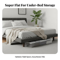 With casters Rolling Storage Drawer Low height Flat Rolling Bin Large Capacity Underbed Container Sturdy Construction for Apartment Dwellers, Homeowners, Under Bed, Bedroom, Dorm Room, Basement