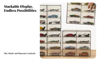 1:64 Scale Car Display Case Dustproof Stackable Model Car Storage Box Clear View Wall Mountable Diecast Display for Kids, Collectors