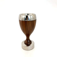 Wood Vase with Metal Base Modern Sculptural Vase Tapered for Reception Counter