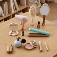 Wooden Pretend Makeup Kit Miniature Wooden Makeup Play Set Realistic Design for Kids