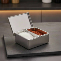 Stainless Steel Condiment Box With Lid Stainless Steel Condiment Station Rectangular Seasoning Holder Rust-Resistant