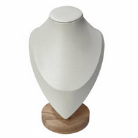 Necklace Display Bust Wooden Base Jewelry Bust Display Elegant Design Mannequin Neck Stand for Retail Store, Dresser Top, Craft Fair