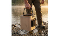 Foldable Fishing Bucket Side Pocket Square Angling Container Beige and Black Outdoor Equipment