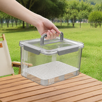 Transparent Storage Box with Lid, Food Container with 4-fold Lock and Handle, Stackable Storage Containers for Meal Prep, Camping & Picnic