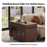 Multi-Functional Mobile Brewing Station Movable with Casters Tea Cart Modern Design End Table Extendable Top for Apartment Dwellers, Homeowners, Living Room, Home, Reception Area, Balcony