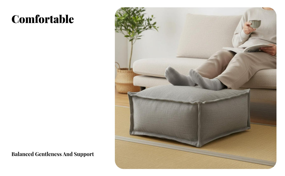 Japanese aesthetic Square Pouf Ottoman Minimalist Design Floor seat Comfortable Footrest Multi-Functional for Adults, Homeowners, Parents, floor cushion Room, Bedroom, Meditation Space, study corner