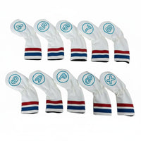 10 Pieces Soft Lined Golf Iron Headcover Set Waterproof Numbered Iron Covers Embroidered Numbers for Golfers