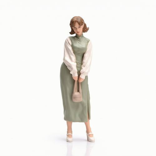 1/18 Miniature Figurine with Handbag Detailed Painted Miniature Person Authentic-Looking Figure with Handbag for Diorama Builders, Collectors