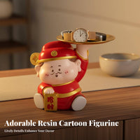 God of Wealth Figurine Resin Craft Wealth Shen Statue Storage Bowl Fortune God Decorative Tray Chinese Design for Adults