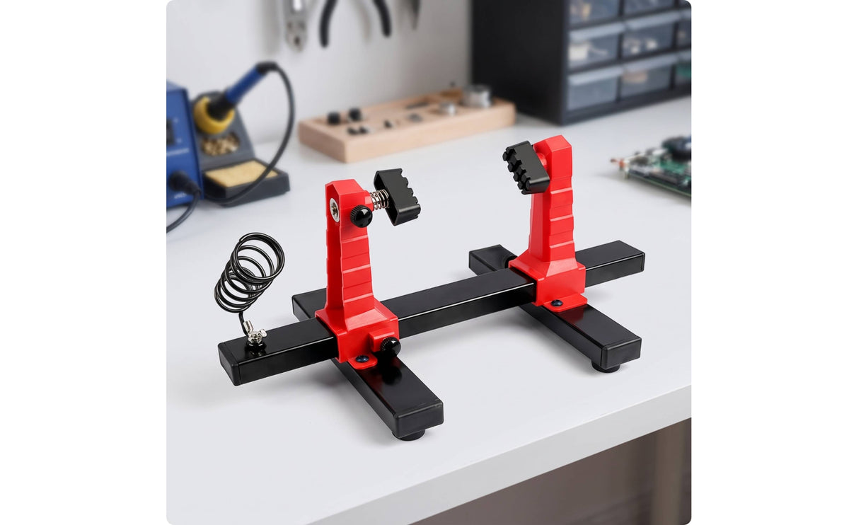 Adjustable PCB Clamp 360 Degree Rotation PCB Clamp Stand Heavy-Duty Soldering Bracket with Iron Holder for Phone Repair, Electronics Disassembly