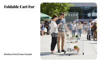 Easy to Move Foldable Market Stall Cart Heavy Duty Folding Market Cart Large Capacity Mobile Gridwall Display 360° Swivel Casters for Small Business Owners, Retailers, Crafters, Night Markets, Temporary Shops, Craft Fairs, Exhibitions