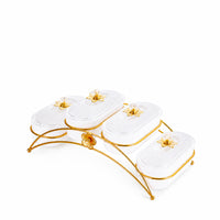 Snack Tray with Lids Gold-Tone Divided Serving Tray Snack Platter Decorative Organizer Clear for Hosts, Living Room, Countertop