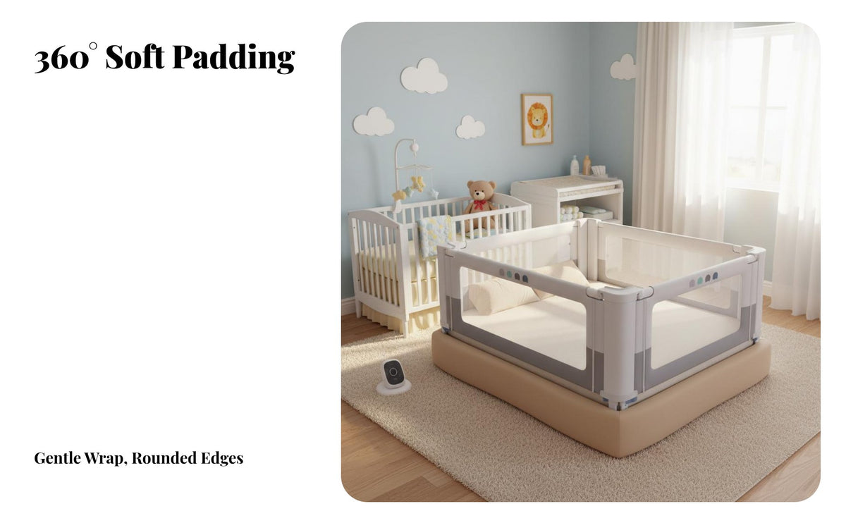 Breathable Mesh Baby Bed Zero Space Design Baby Bed Guard Extra Stable Materials for Babies, Toddlers, Parents, Co-Sleeping, Nursery, Bedroom, Sleep Time