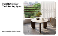 Wabi-Sabi Aesthetic Round Low-Profile Table Minimalist Design Low-Profile Center Table Natural Texture Top Living Room Furniture Space-Saving for Apartment Dwellers, Homeowners, Interior Designers, Small Areas, Balcony, Lounge Area, Office Reception