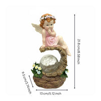 LED Lights Solar Fairy Statue Ornamental Angel Fairy Statue Glowing Resin Angel Ornament Automatic Dusk to Dawn Lighting for Yard, Patio