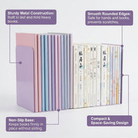 Adjustable Metal Bookends for Study Table, Book Ends for Shelves, Support and Dividers for Professionals, Desktop Holder