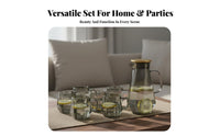 Light Luxury Design Glass Pitcher and Cup Set Large Capacity Faceted Design Glassware Set Heat & Cold Resistant for Families, Home Use