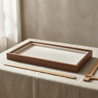 Raised Sides Wood-Grain Jewelry Tray Beige Velvet-Lined Tray