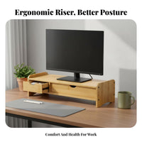 Space-Saving Monitor Stand with Drawer Ample Storage Screen Riser with Drawers Sturdy & Stable Desktop Organizer Ergonomic Design for Office Workers, Students, Gamers, Study Room, Workstation