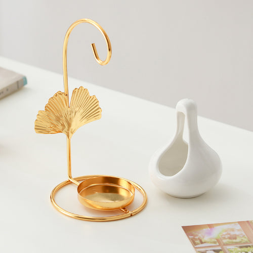 Gold Maple Leaf Hanging Incense Burner Creative Aromatherapy Oil Lamp Candle Warmer