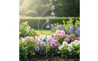 hummingbirds Stake with Bells Outdoor Metal Garden Stake with Bells Antique-Style hummingbirds Garden Decor for Homeowners, Flower Beds, Cottage Gardens