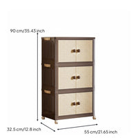 Installation-Tool-Less Foldable Storage Cabinet Large Capacity Multi-Layer Plastic Wardrobe Quick Assembly Stackable Organizer with Doors Heavy-Duty for Children, Students, Bedroom, Living Room