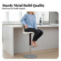 Adjustable Rotating Bar Stool with Spine Supportrest Padded Seat Upholstered Pedestal Stool Anti-Slip Base Easy Assembly