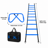 Agility Hurdles Set, 6m coordination ladder with 5 hurdles and 4 ground pegs, training set for football speed training