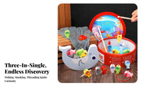 Develops Fine Movement Skills 3-in-1 Wooden Game Set Promotes Hand-Eye Coordination Lacing and Stacking Toy Water-Based Paint Wooden Aquatic Creature Lacing Beads Splinter-Splinterless Polished Edges for Preschoolers, Toddlers, Travel