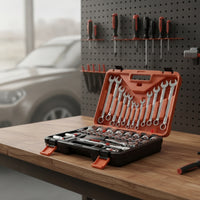 37 Pieces Organized Automotive Repair Tool Kit Portable Socket and Wrench Set Compact Socket Set Sturdy for Roadside Emergency