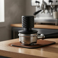 Textured Grip Spring-Loaded Coffee Tamper Flat Circular Base Handheld Coffee Tamper Threaded Bottom Kitchen Tool Compact
