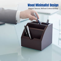 Wooden Business Card Holder, Multifunctional Pen Organizer, Desktop Office Storage, Minimalist Study Accessory