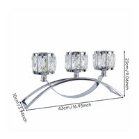 Nordic Design Aesthetic Table Centerpiece Candelabra Elegant Design 3-Cup Crystal Candle Holder Arched Metal Candelabra for Wedding, Living Room