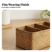 Woven Compartment Basket Natural Look Woven Divided Basket Handmade for Students