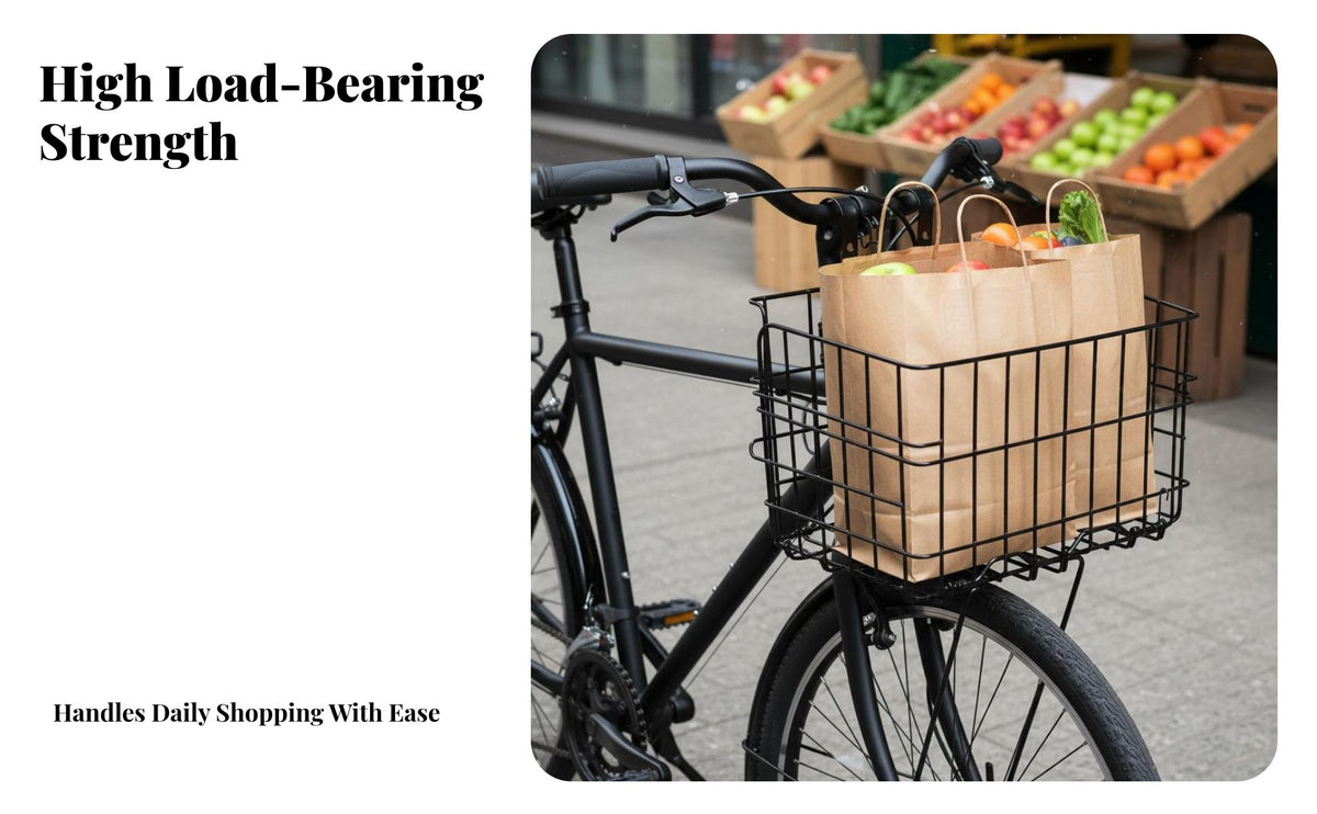 Folding Bike Basket Foldable Design Front Handlebar Basket Heavy Duty for Commuters, Pet Owners, Grocery Shopping
