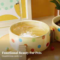 Anti-Tip Ceramic Cat Bowl Easy to Clean Cat Food Bowl with Stand Non-Slip for Dog Owners, Senior Pets, Indoor, Kitchen, Home