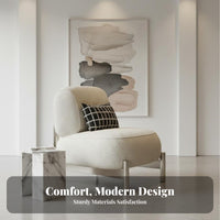 Wabi-Sabi aesthetic Upholstered Tub Armchair Cream Colored Accent Chair Minimalist Design Home Seating Soft Texture for Interior Designers, Business Owners, Living Room, Bedroom, Reception Area, perusing corner