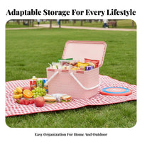 Lidded Carry Tote Multi-Functional Picnic Basket Food-Grade for Parents, Couples