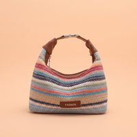 Boho Handwoven Straw Bag Casual Crescent Hobo Bag Summer Woven Hobo Handbag Bohemian for Women, Vacation, Beach
