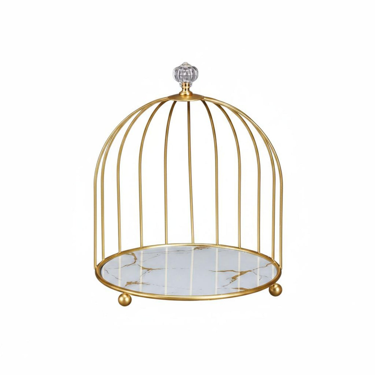 2 Pieces Gold Finish Birdcage Cake Stand Decorative Dome Shape Bird Enclosure Cake Stand Easy to Display Food Multi-Tier Dessert Tray Elegant for Afternoon Tea, Restaurant