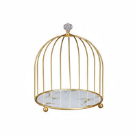 2 Pieces Gold Finish Birdcage Cake Stand Decorative Dome Shape Bird Enclosure Cake Stand Easy to Display Food Multi-Tier Dessert Tray Elegant for Afternoon Tea, Restaurant