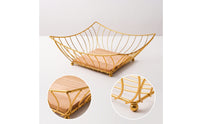 Modern Square Fruit Basket Decorative Fruit Basket with Wooden Base Elegant Versatile for Coffee Table