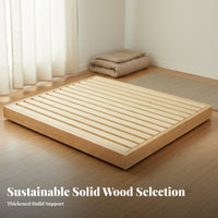 Japanese Design Foundation Bed Breathable Design Japanese Floor Bed Frame Sturdy Construction Mattress Foundation for Simplicity Lovers, Tatami Room