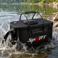 50cm Collapsible Bucket, EVA Folding Fishing Bucket with Shoulder Strap, Portable Water Bucket for Groundbait & Live Fish Transport
